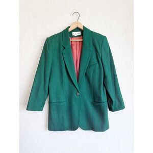 vtg Casual Corner dark green wool blazer jacket size M